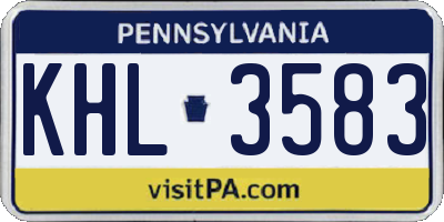 PA license plate KHL3583