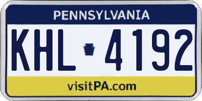 PA license plate KHL4192