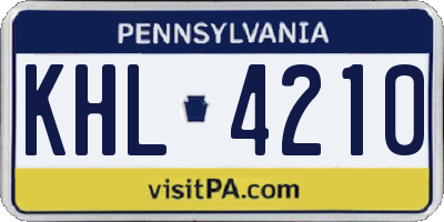 PA license plate KHL4210