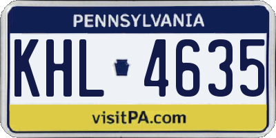 PA license plate KHL4635
