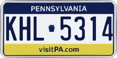 PA license plate KHL5314