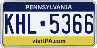 PA license plate KHL5366