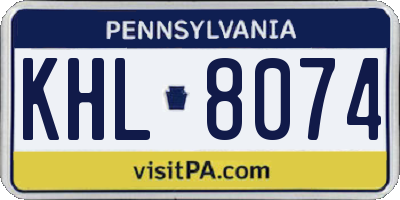 PA license plate KHL8074