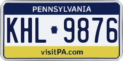 PA license plate KHL9876