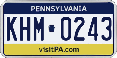 PA license plate KHM0243
