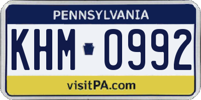PA license plate KHM0992