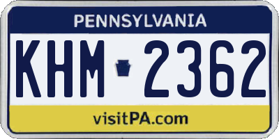 PA license plate KHM2362