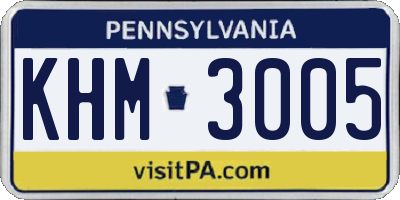 PA license plate KHM3005