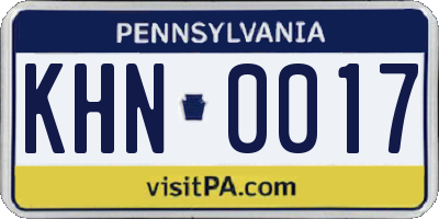 PA license plate KHN0017