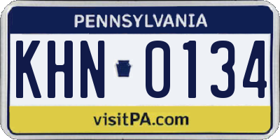 PA license plate KHN0134