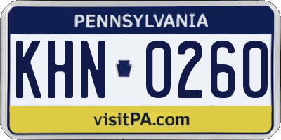 PA license plate KHN0260