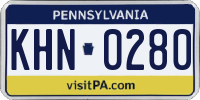 PA license plate KHN0280