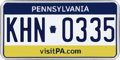 PA license plate KHN0335