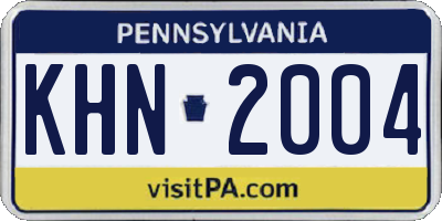 PA license plate KHN2004