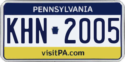 PA license plate KHN2005