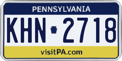 PA license plate KHN2718