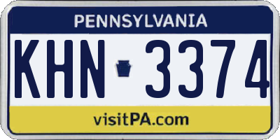 PA license plate KHN3374