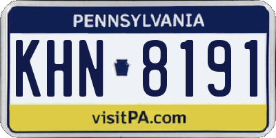 PA license plate KHN8191