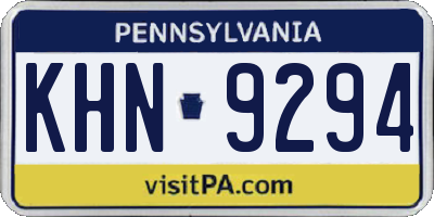 PA license plate KHN9294