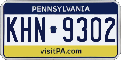 PA license plate KHN9302