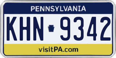 PA license plate KHN9342