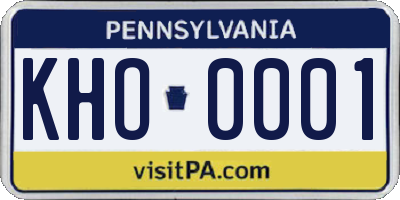 PA license plate KHO0001