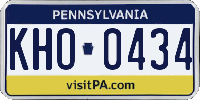 PA license plate KHO0434