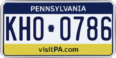 PA license plate KHO0786