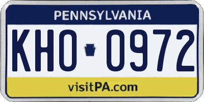 PA license plate KHO0972