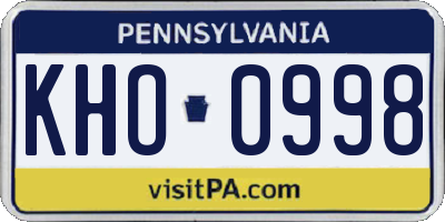 PA license plate KHO0998