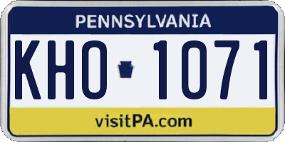 PA license plate KHO1071