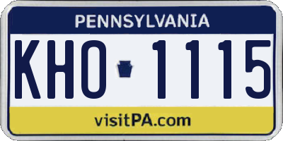 PA license plate KHO1115