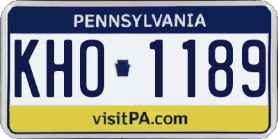 PA license plate KHO1189