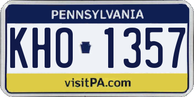 PA license plate KHO1357