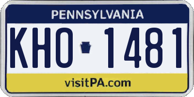 PA license plate KHO1481