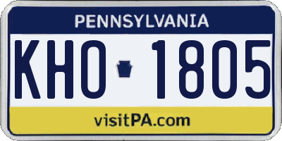 PA license plate KHO1805
