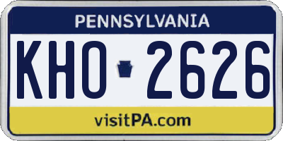 PA license plate KHO2626