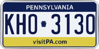 PA license plate KHO3130