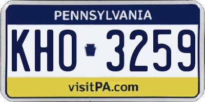 PA license plate KHO3259