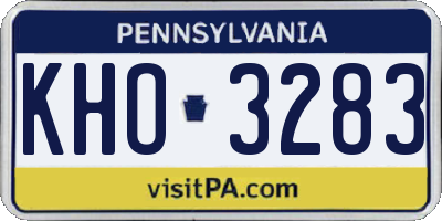 PA license plate KHO3283