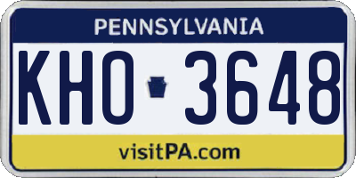 PA license plate KHO3648