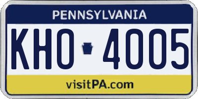 PA license plate KHO4005