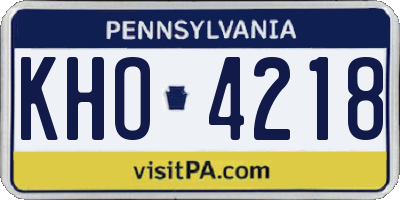 PA license plate KHO4218
