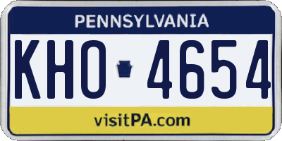 PA license plate KHO4654