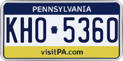 PA license plate KHO5360