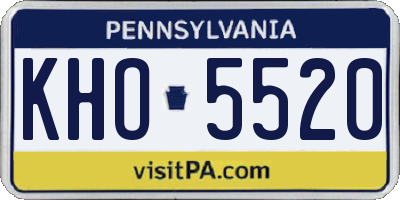 PA license plate KHO5520