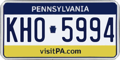 PA license plate KHO5994