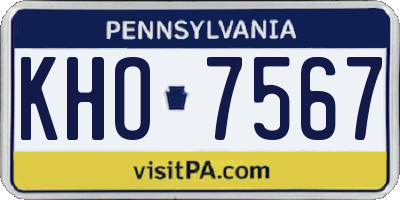 PA license plate KHO7567