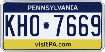 PA license plate KHO7669