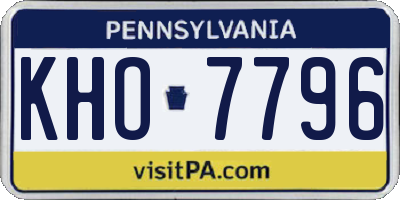 PA license plate KHO7796